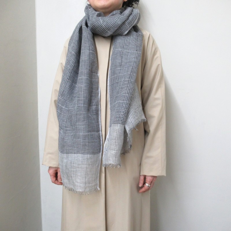 GLEN PRINCE グレンチェックストール /GY